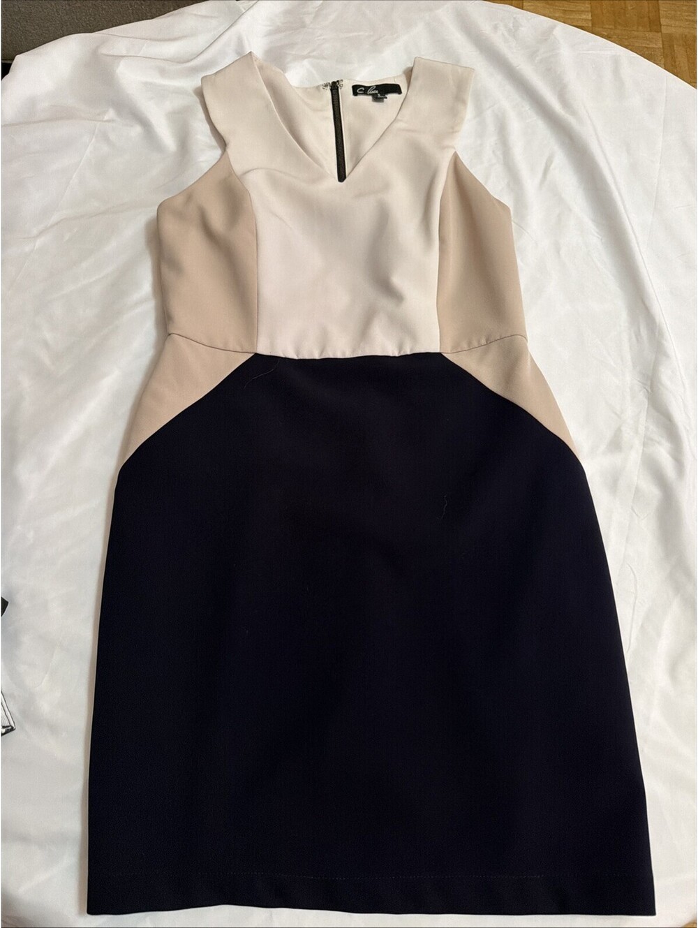 C. Luce Black & Tan  Fitted Sleeveless Sheath Dress, Above The Knee Small